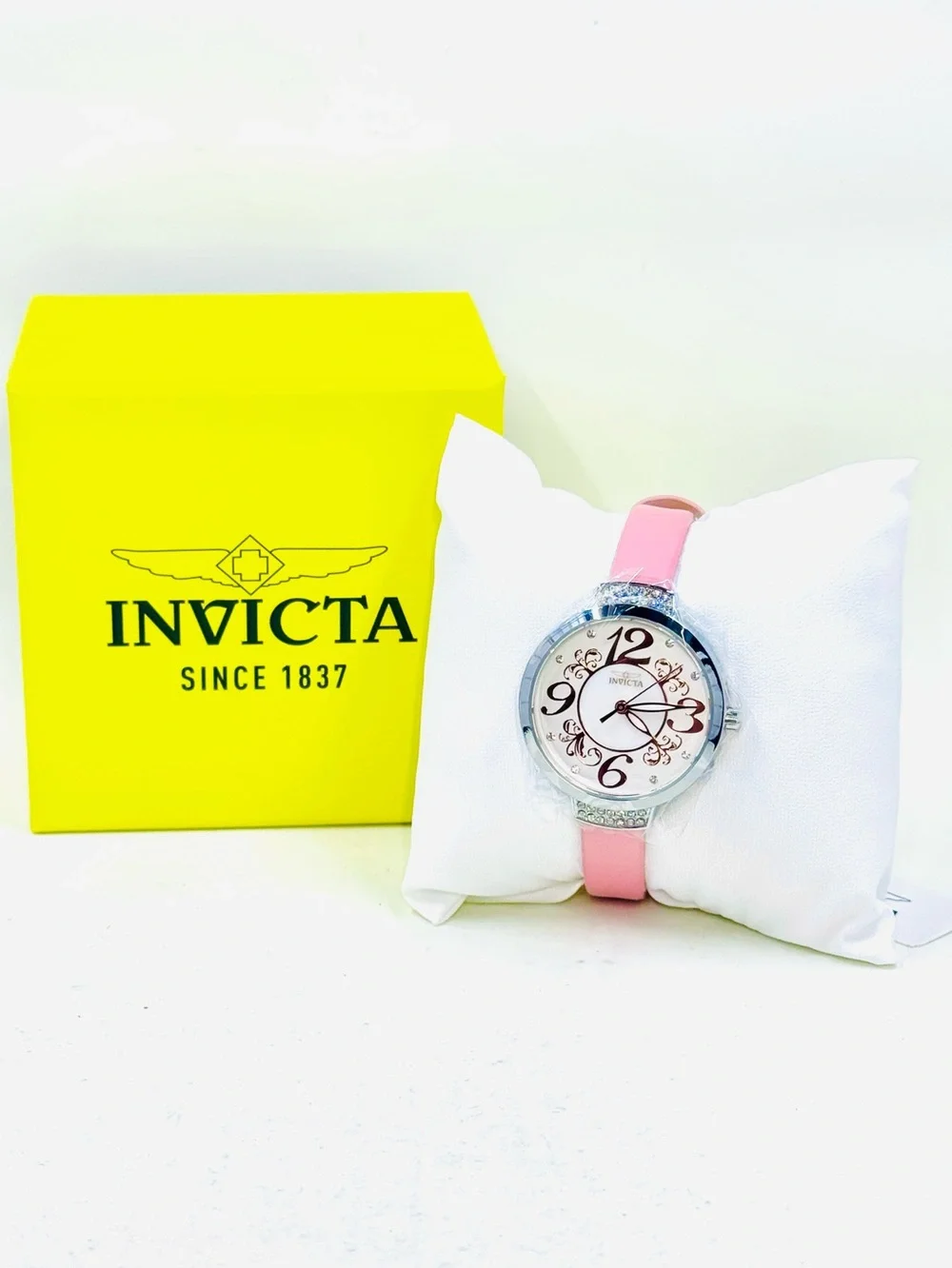 Invicta Celestial 70338 Women’s Pink Band & Silver Case W/Crystals 33mm NIB
